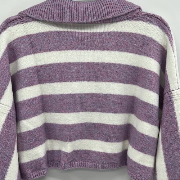 For Love & Lemons Maud Boxy Crop Sweater - Purple/White - Large - NWT - Picture 9 of 9